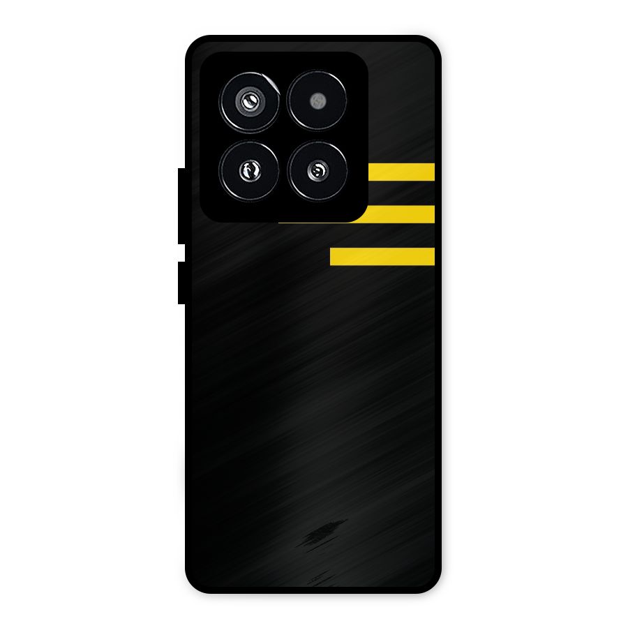 Sports Yellow Stripes Metal Back Case for Xiaomi 14 Pro