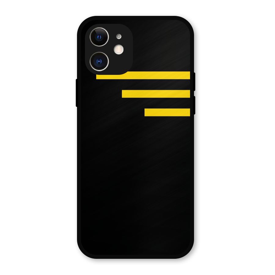 Sports Yellow Stripes Metal Back Case for iPhone 12