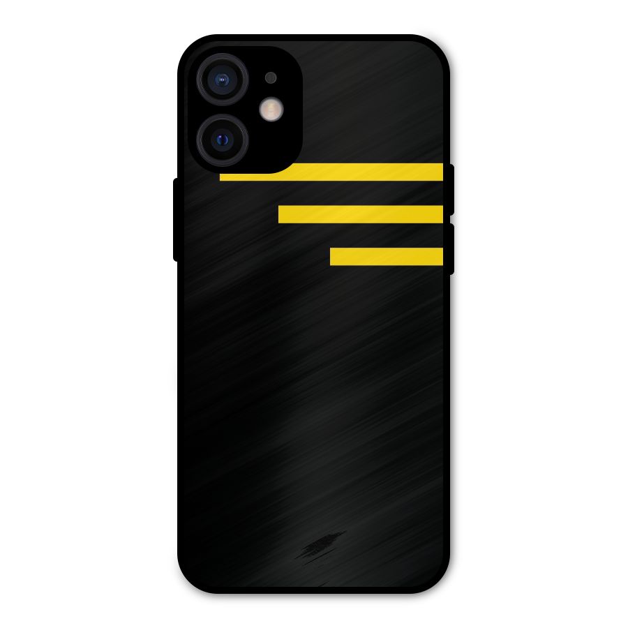 Sports Yellow Stripes Metal Back Case for iPhone 12 Mini