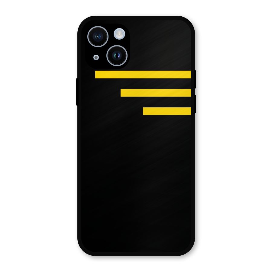 Sports Yellow Stripes Metal Back Case for iPhone 14