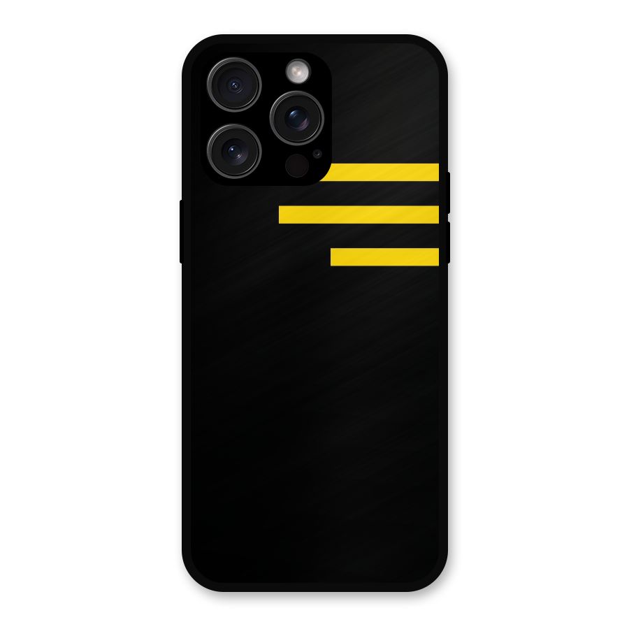 Sports Yellow Stripes Metal Back Case for iPhone 15 Pro Max