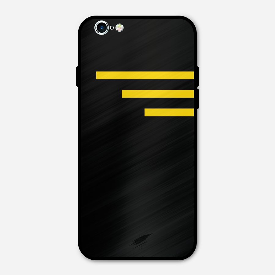 Sports Yellow Stripes Metal Back Case for iPhone 6 6s