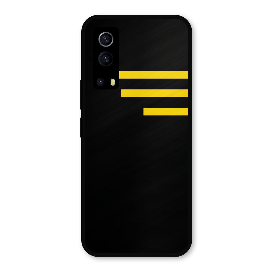 Sports Yellow Stripes Metal Back Case for iQOO Z3