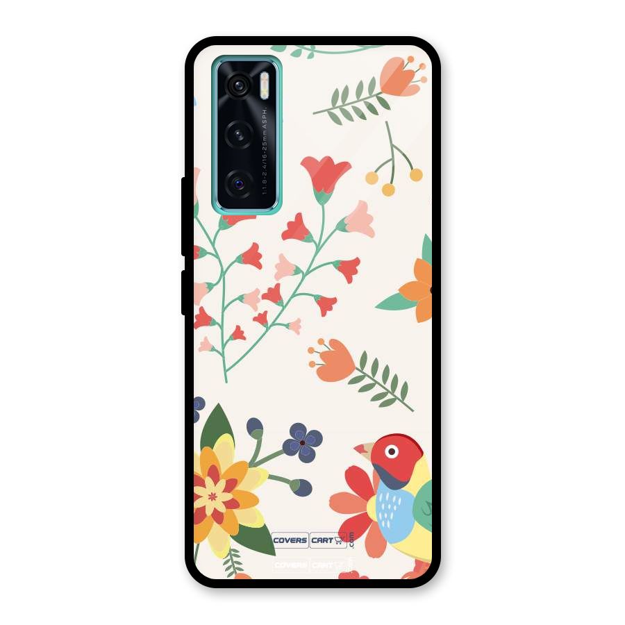 Spring Flowers Glass Back Case for Vivo V20 SE
