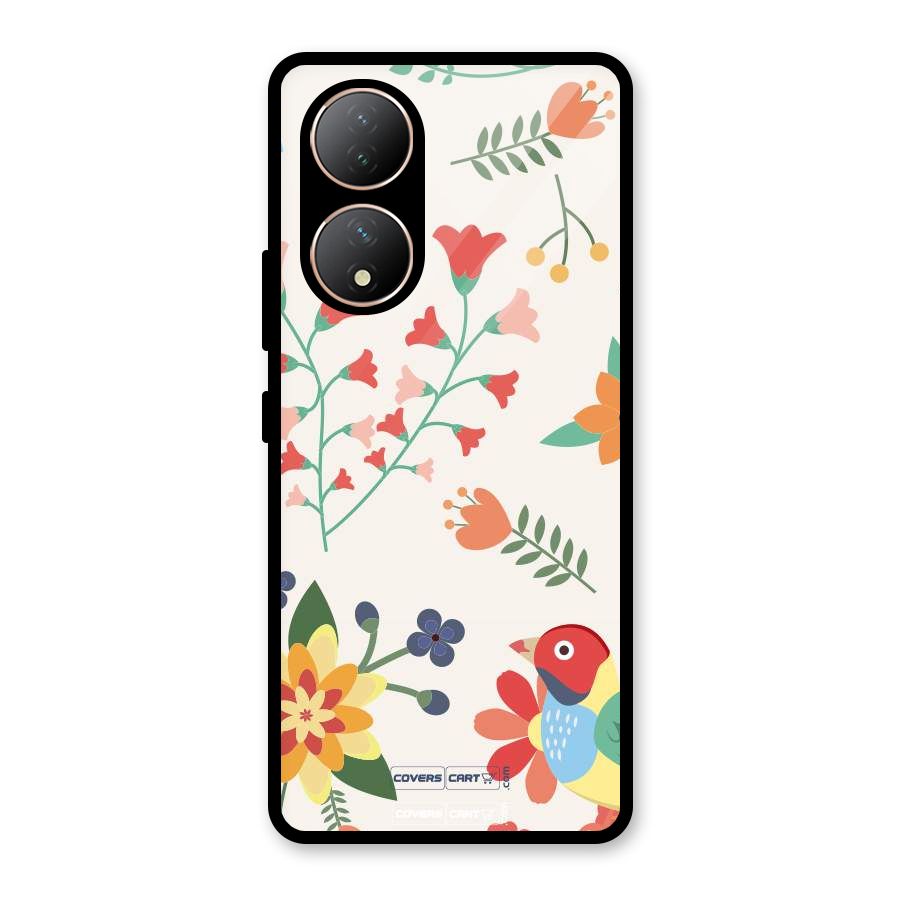 Spring Flowers Glass Back Case for Vivo Y100A