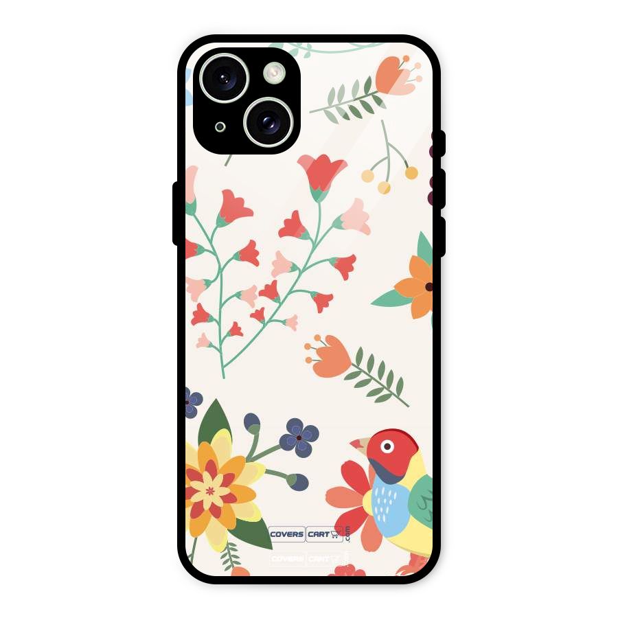 Spring Flowers Glass Back Case for iPhone 15 Plus