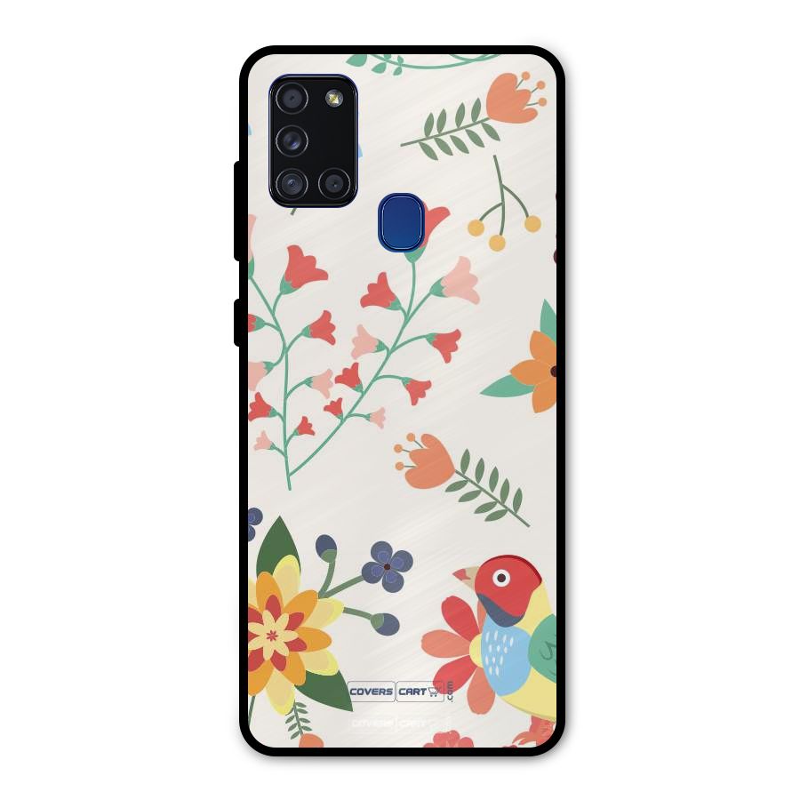Spring Flowers Metal Back Case for Galaxy A21s