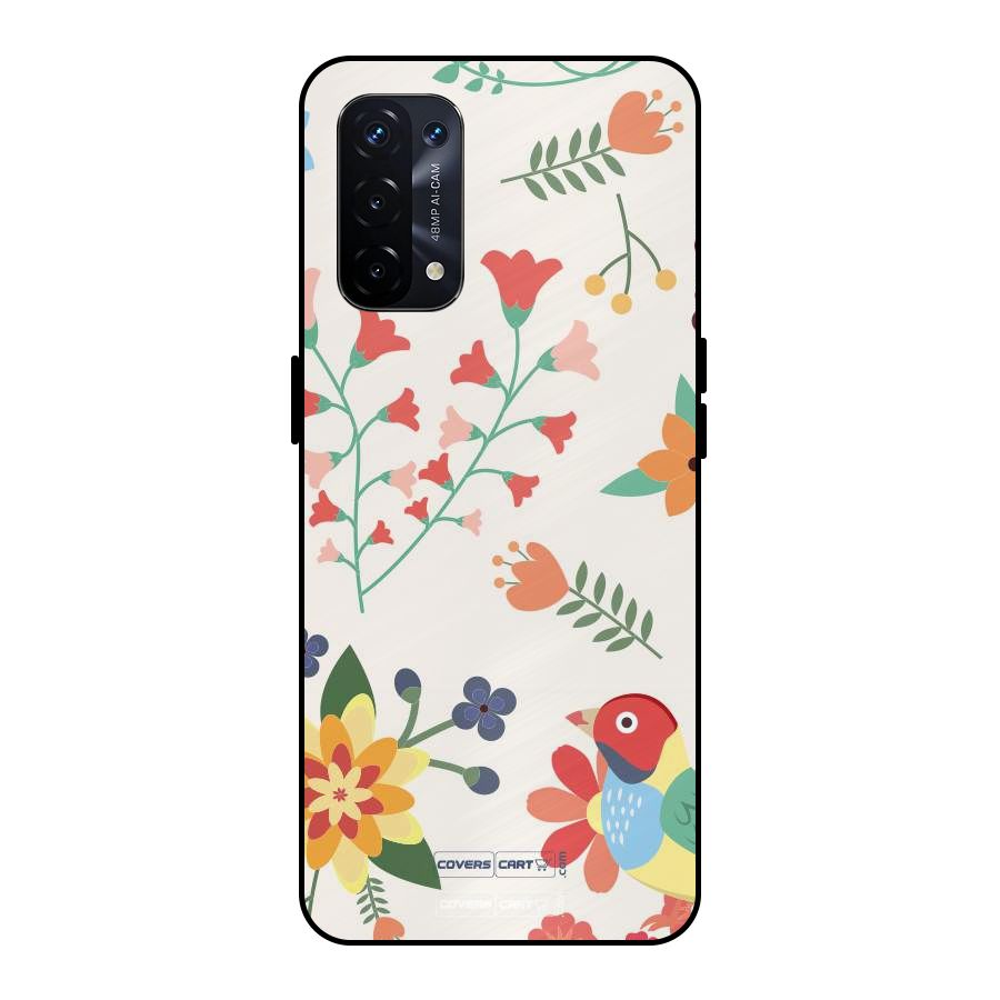 Spring Flowers Metal Back Case for Oppo A74 5G