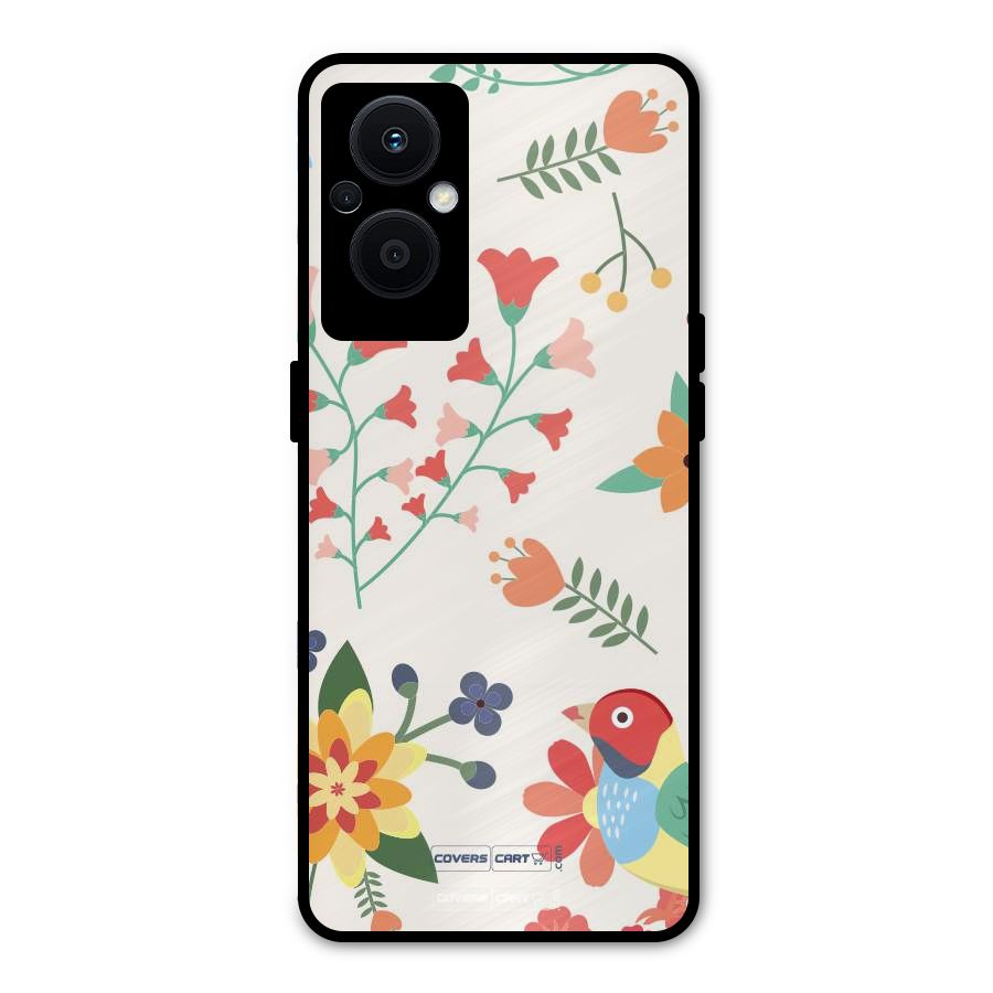 Spring Flowers Metal Back Case for Oppo F21s Pro 5G