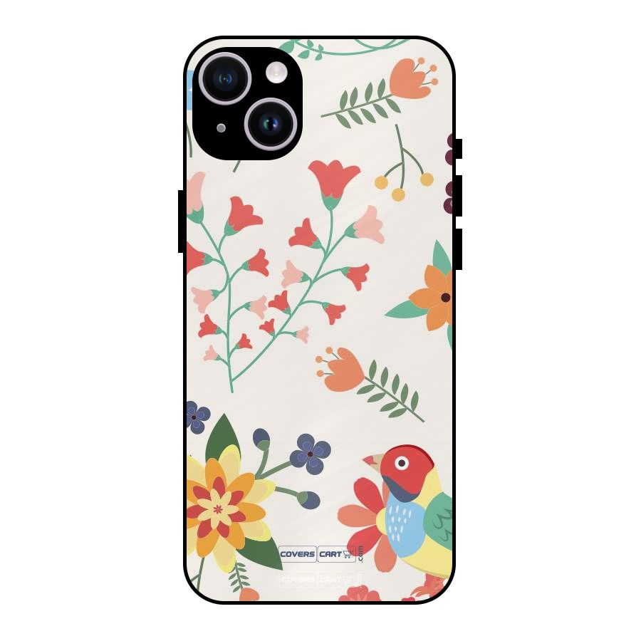 Spring Flowers Metal Back Case for iPhone 14 Plus