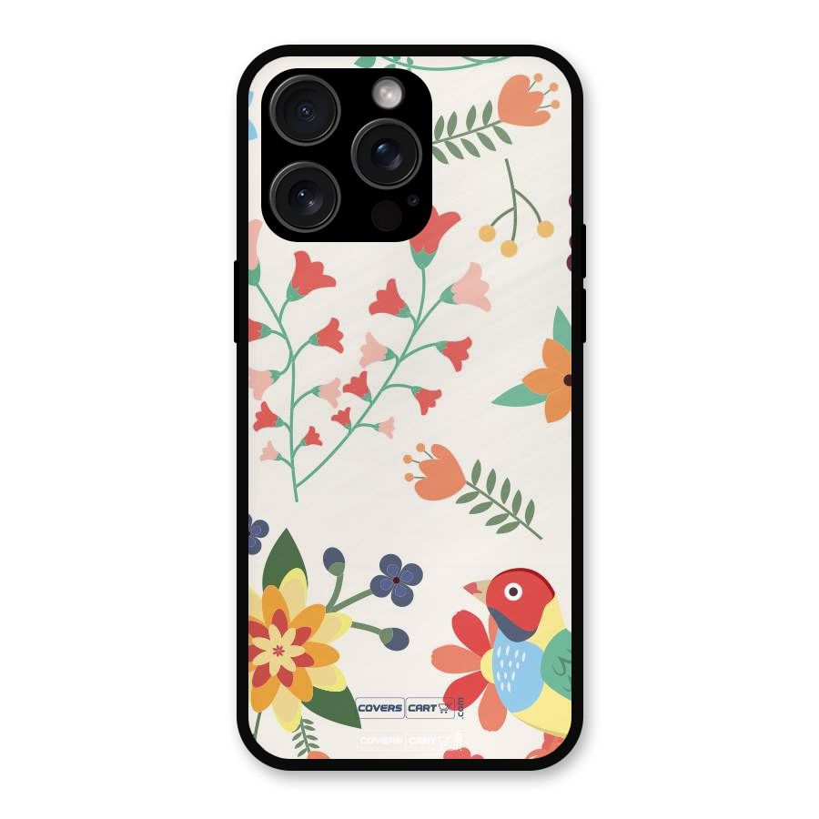 Spring Flowers Metal Back Case for iPhone 15 Pro Max