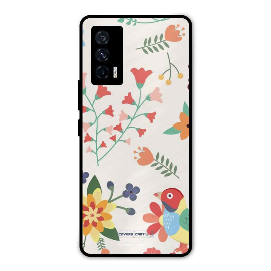 Spring Flowers Metal Back Case for iQOO 7 5G