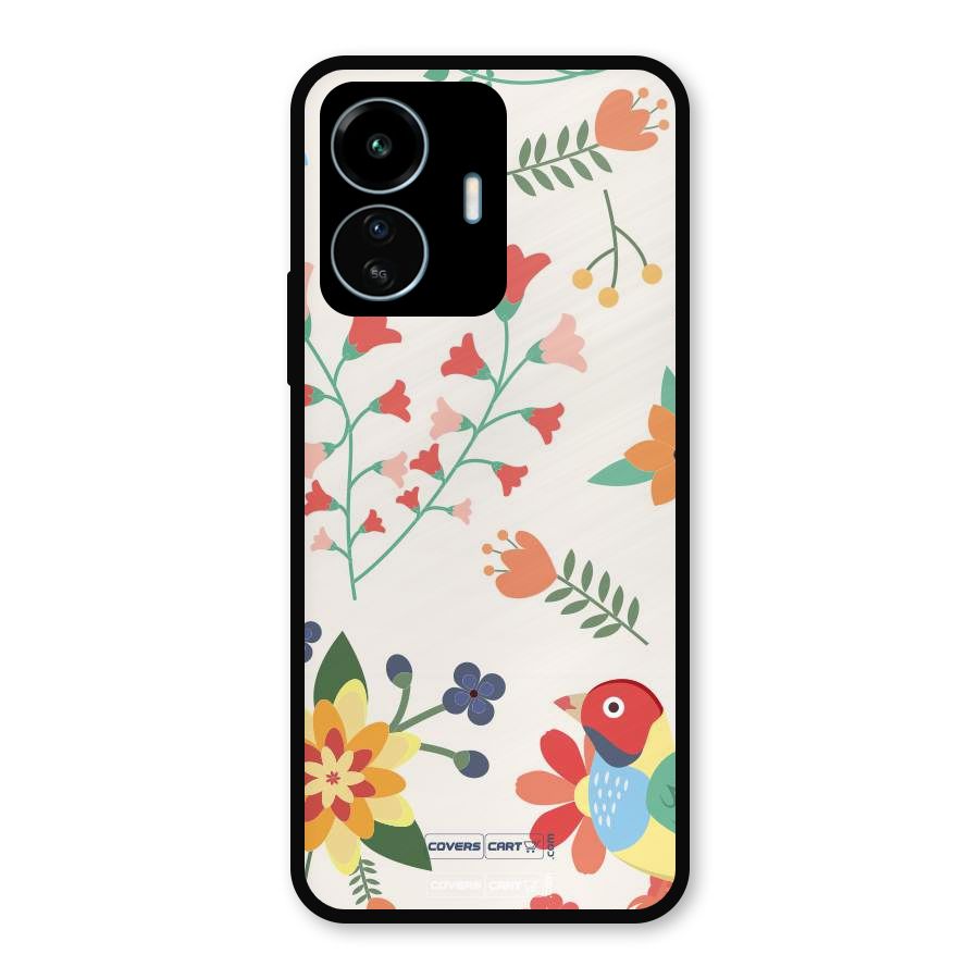 Spring Flowers Metal Back Case for vivo iQOO Z6 Lite 5G
