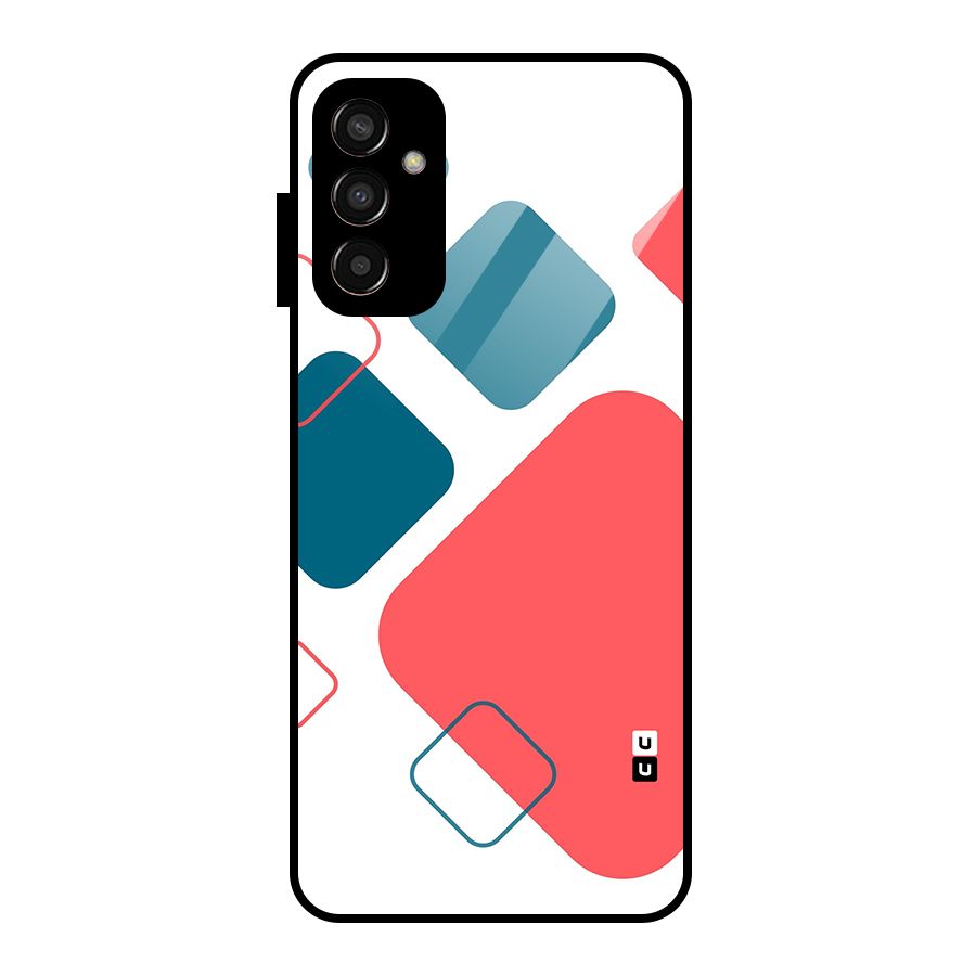 Square Pattern Beautiful Abstract Glass Back Case for Galaxy F13