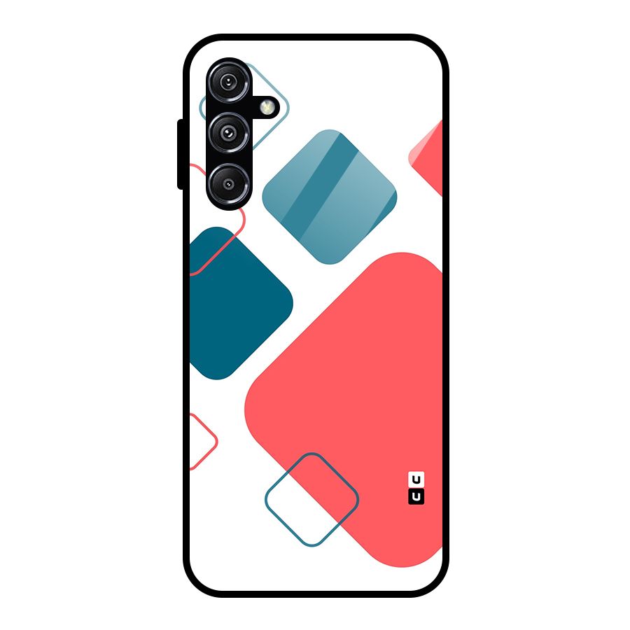 Square Pattern Beautiful Abstract Glass Back Case for Galaxy M34 5G