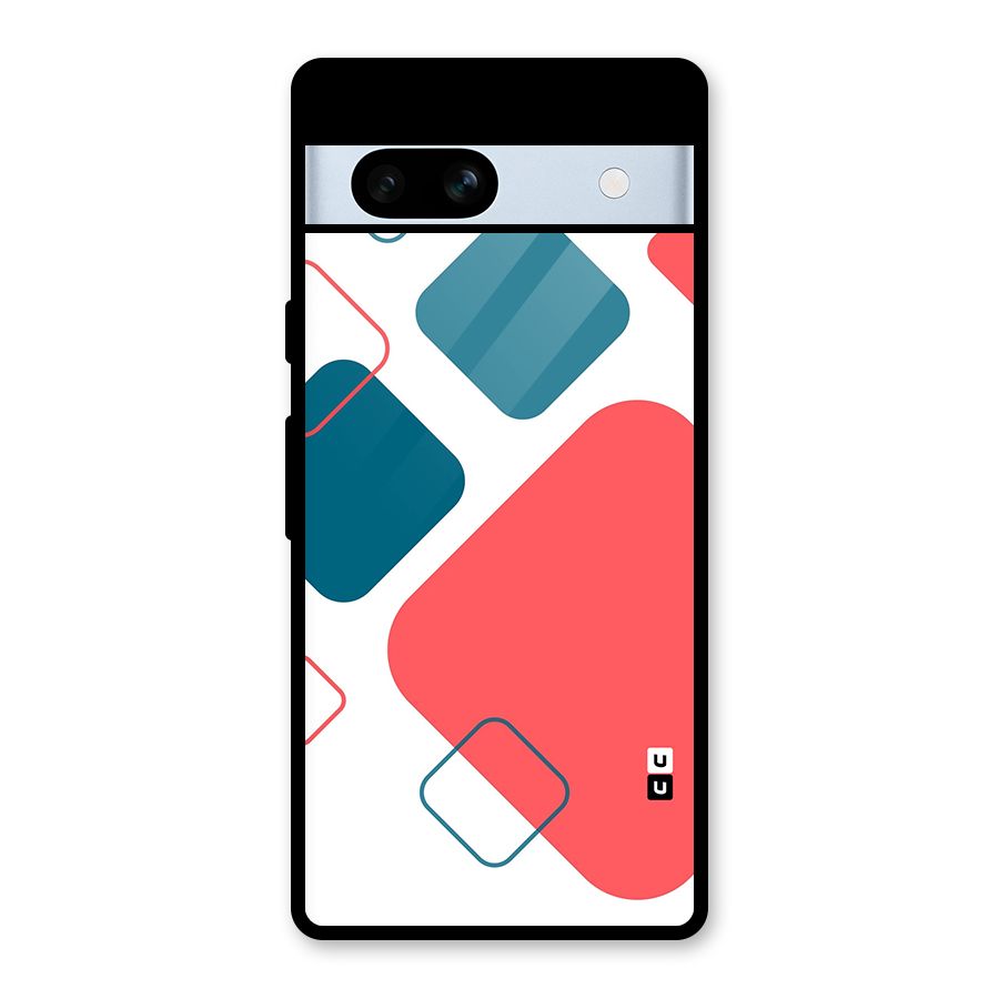 Square Pattern Beautiful Abstract Glass Back Case for Google Pixel 7a