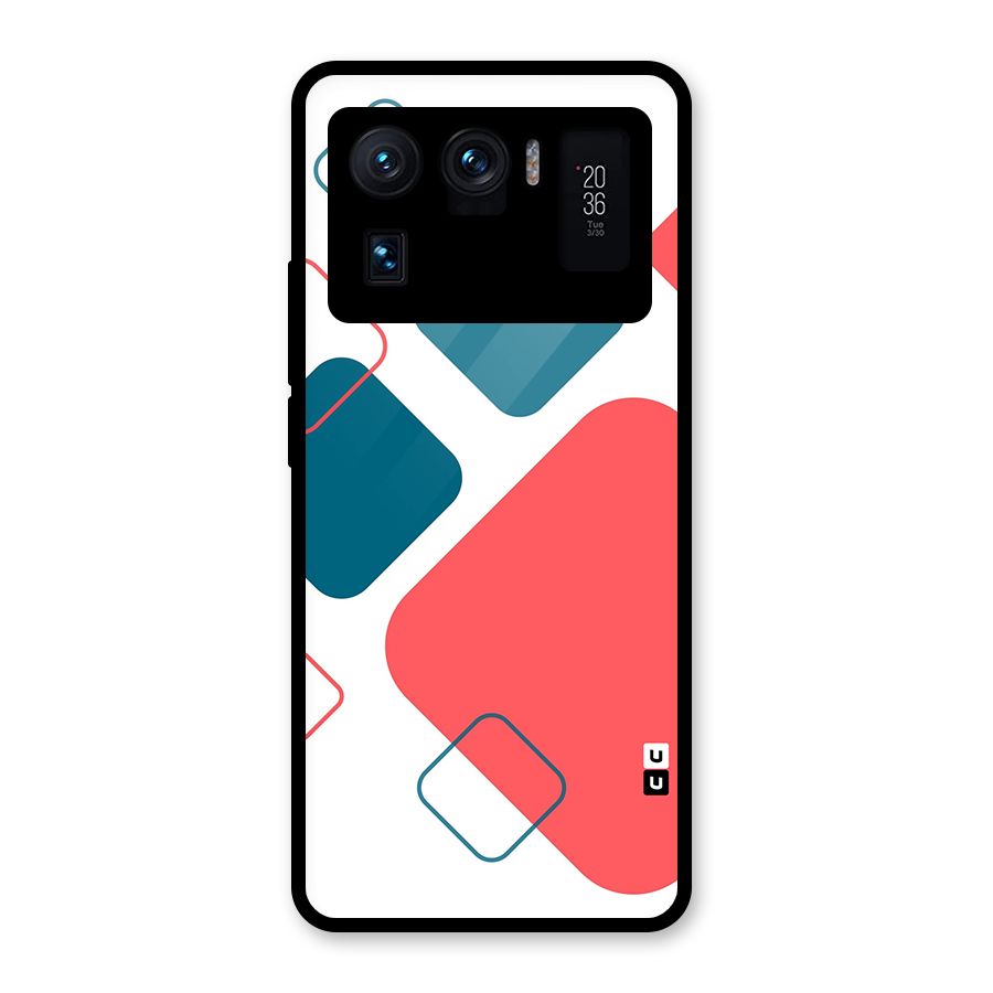 Square Pattern Beautiful Abstract Glass Back Case for Mi 11 Ultra