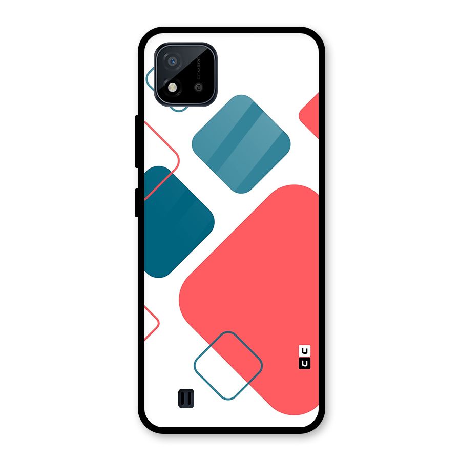 Square Pattern Beautiful Abstract Glass Back Case for Realme C11 2021