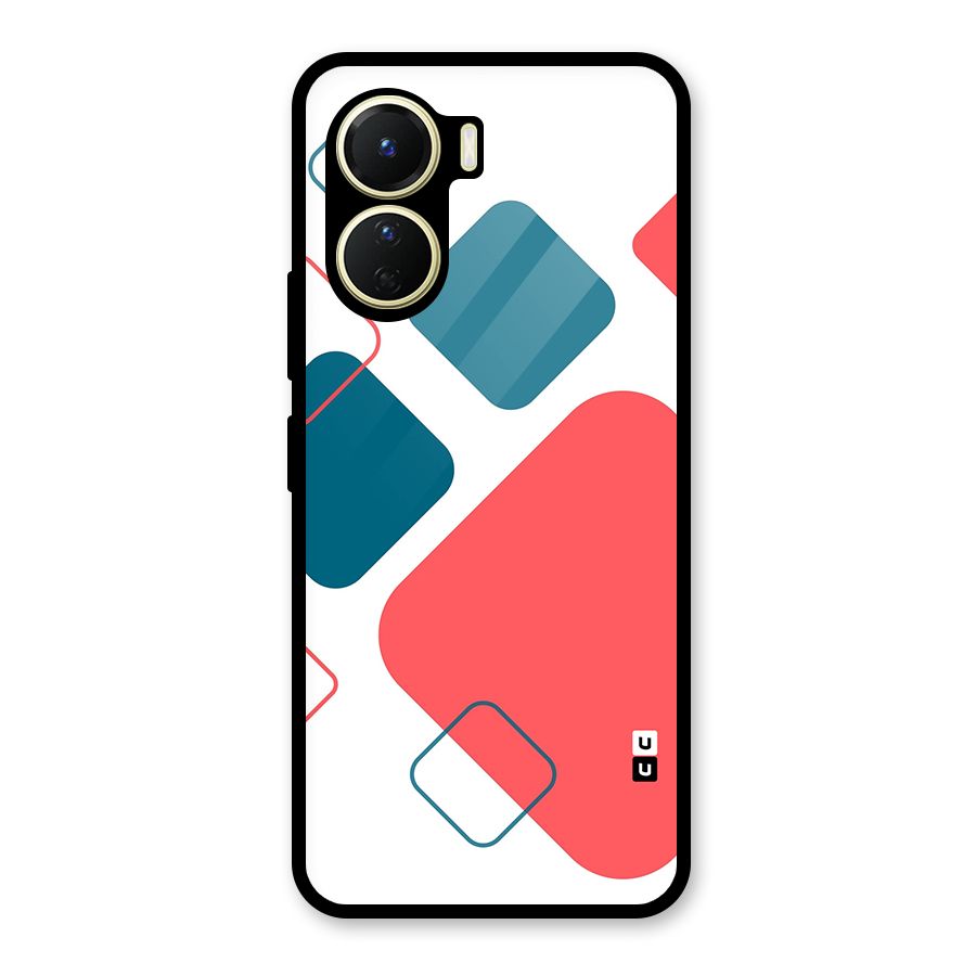 Square Pattern Beautiful Abstract Glass Back Case for Vivo Y16