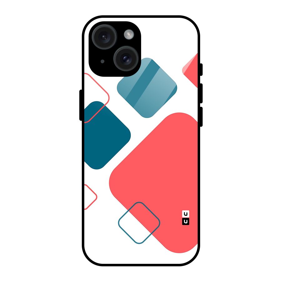 Square Pattern Beautiful Abstract Glass Back Case for iPhone 15