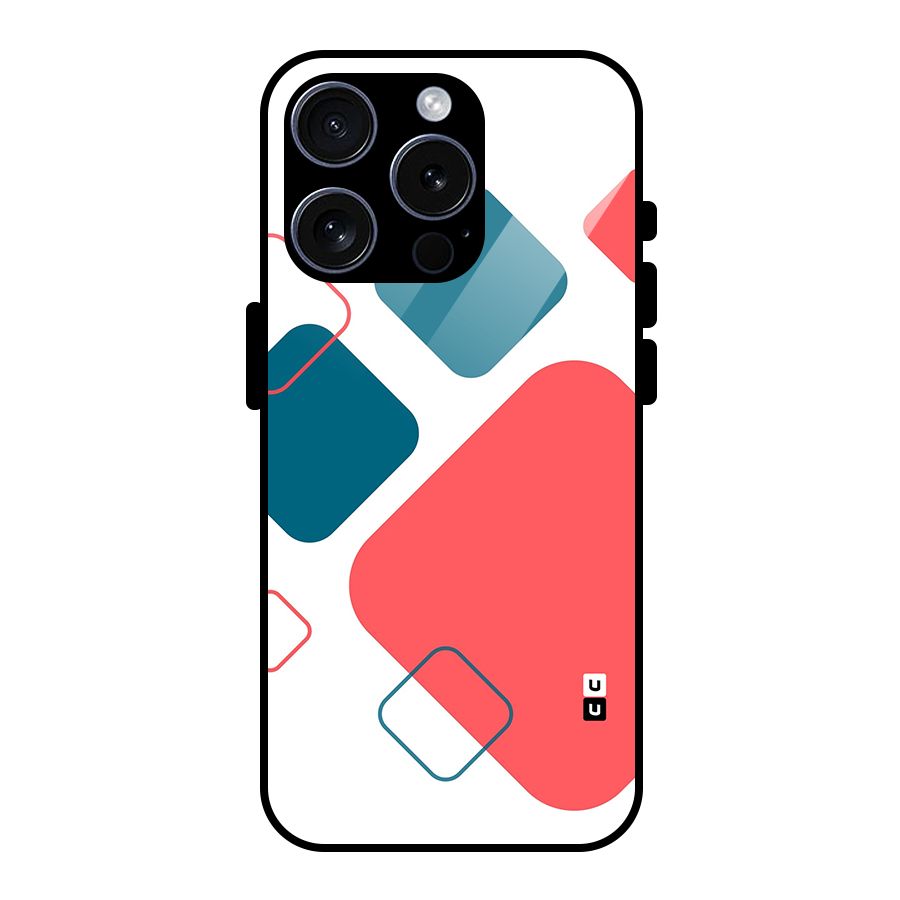 Square Pattern Beautiful Abstract Glass Back Case for iPhone 15 Pro