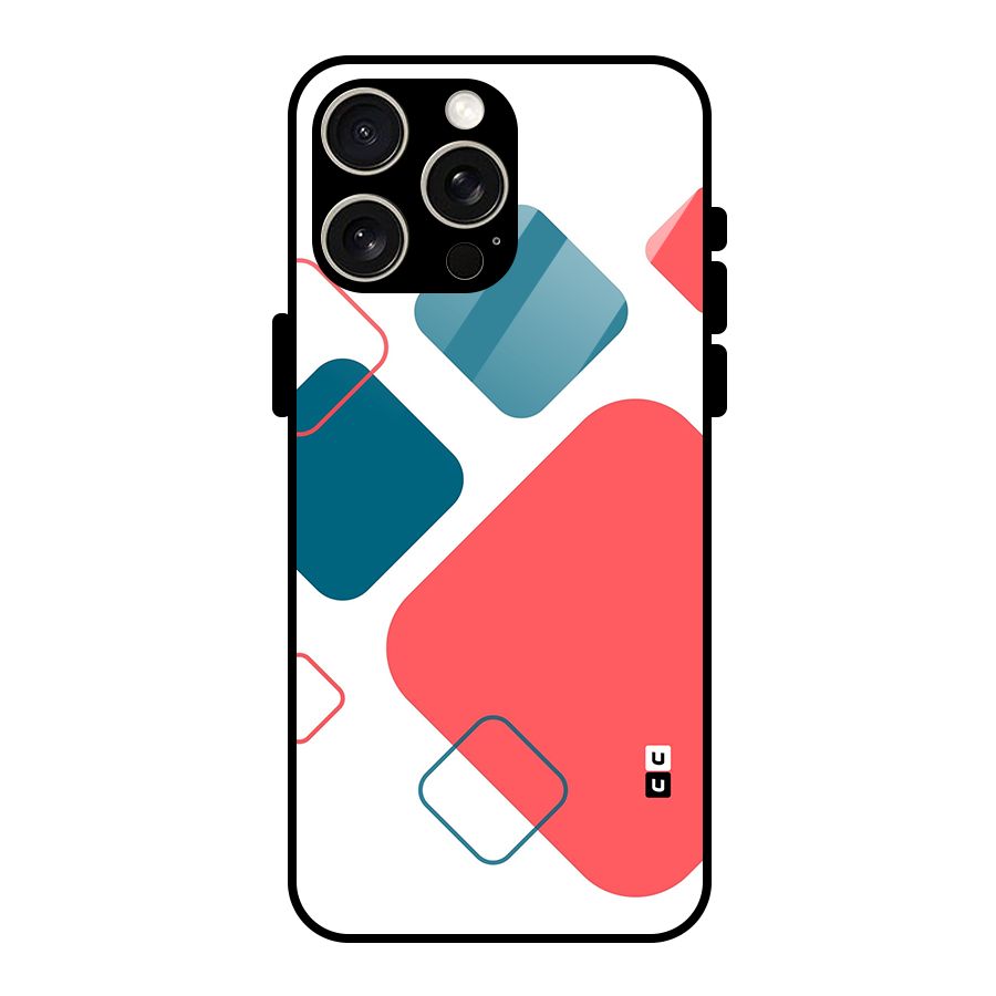 Square Pattern Beautiful Abstract Glass Back Case for iPhone 15 Pro Max
