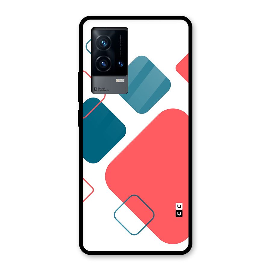Square Pattern Beautiful Abstract Glass Back Case for iQOO 9 5G