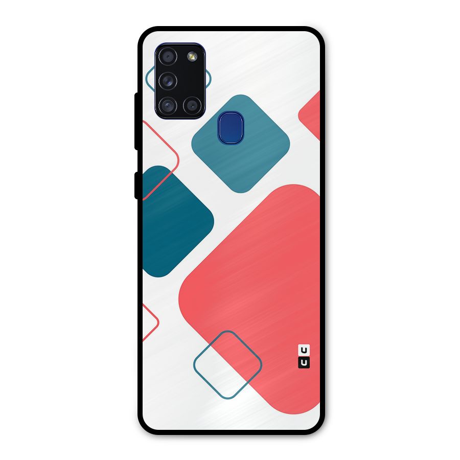 Square Pattern Beautiful Abstract Metal Back Case for Galaxy A21s