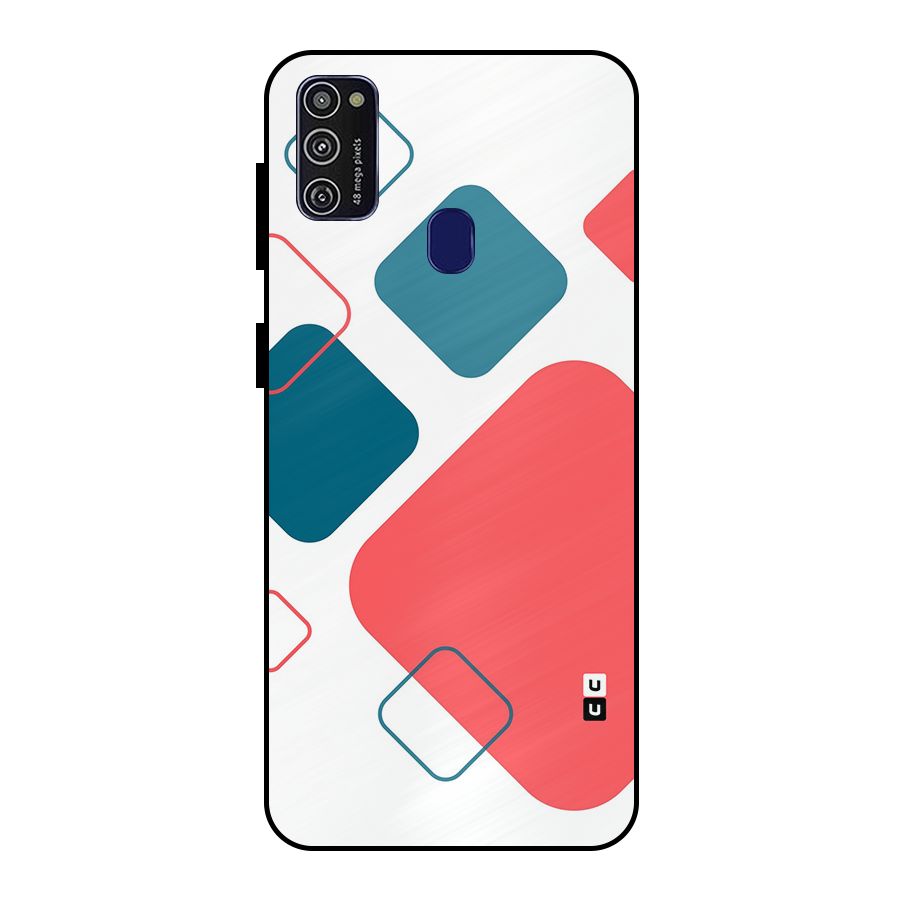 Square Pattern Beautiful Abstract Metal Back Case for Galaxy M21