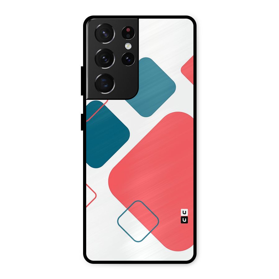 Square Pattern Beautiful Abstract Metal Back Case for Galaxy S21 Ultra 5G