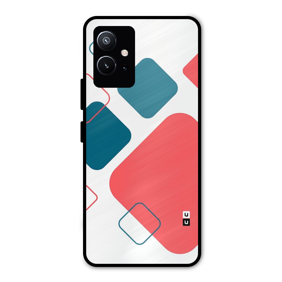 Square Pattern Beautiful Abstract Metal Back Case for Vivo T1 5G