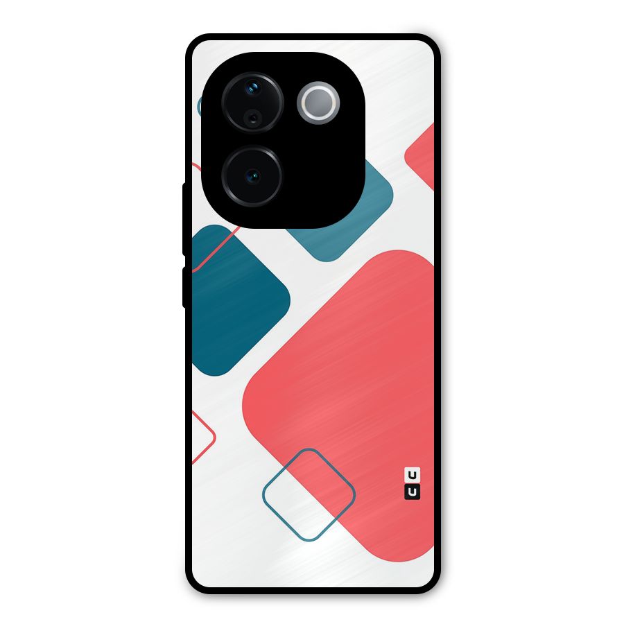 Square Pattern Beautiful Abstract Metal Back Case for Vivo T3 Pro