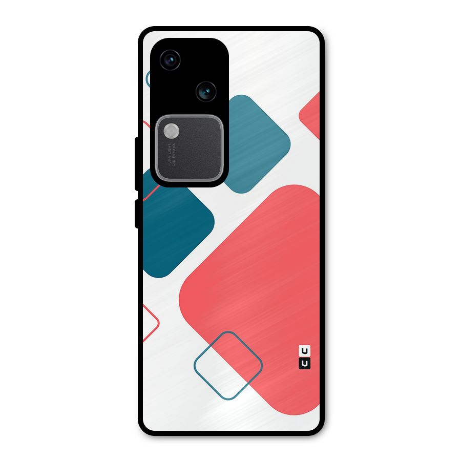 Square Pattern Beautiful Abstract Metal Back Case for Vivo V30 Pro