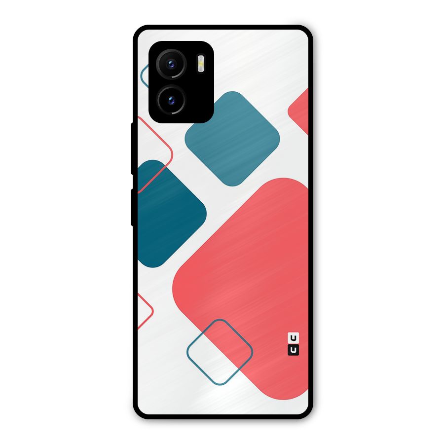 Square Pattern Beautiful Abstract Metal Back Case for Vivo Y15s