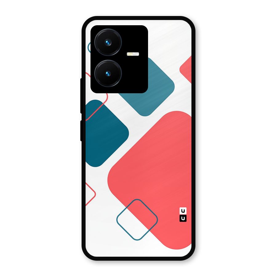 Square Pattern Beautiful Abstract Metal Back Case for Vivo Y22s