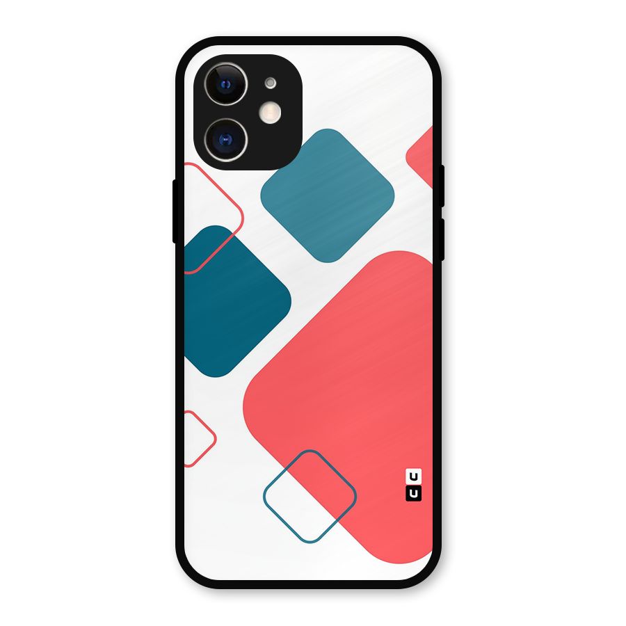 Square Pattern Beautiful Abstract Metal Back Case for iPhone 12