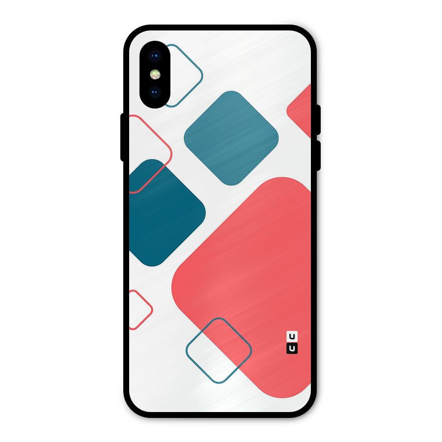Square Pattern Beautiful Abstract Metal Back Case for iPhone XS