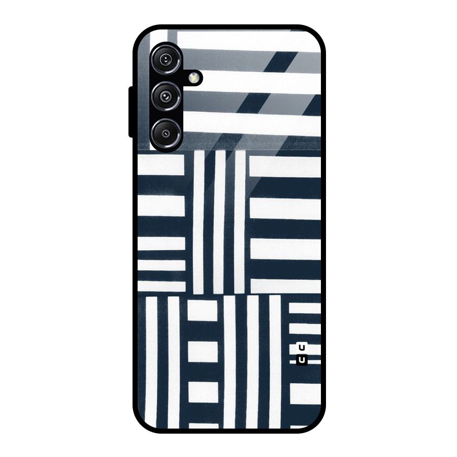 Square  Stripes Glass Back Case for Galaxy M34 5G