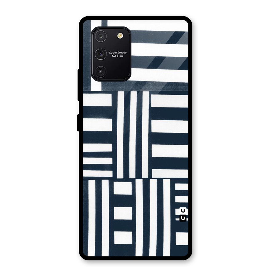 Square  Stripes Glass Back Case for Galaxy S10 Lite