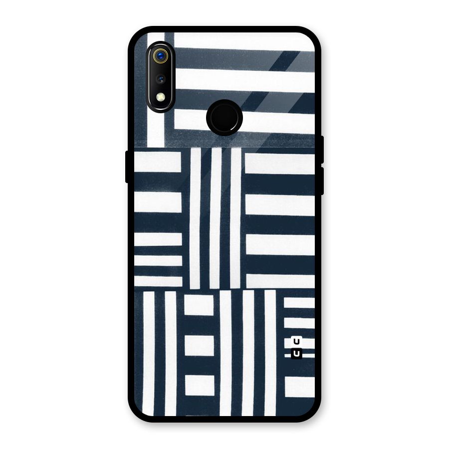 Square  Stripes Glass Back Case for Realme 3i