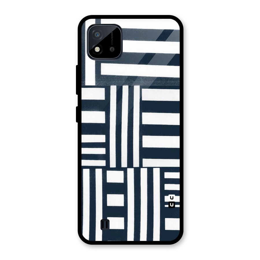Square  Stripes Glass Back Case for Realme C11 2021