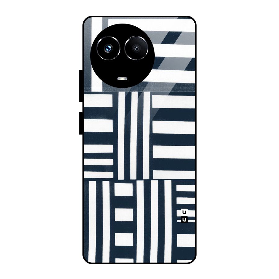 Square  Stripes Glass Back Case for Realme Narzo 60X