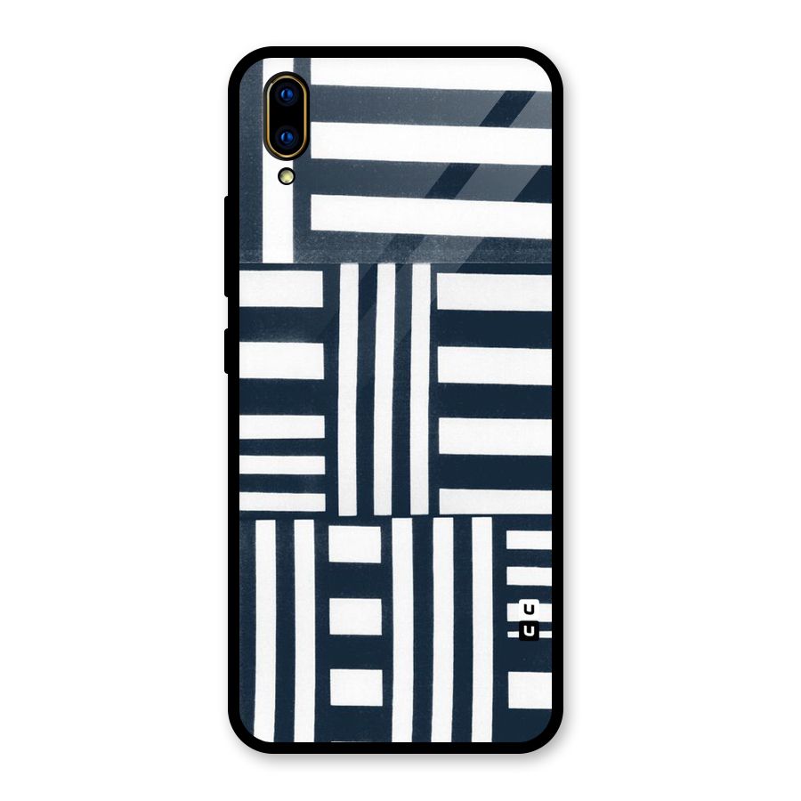Square  Stripes Glass Back Case for Vivo V11 Pro