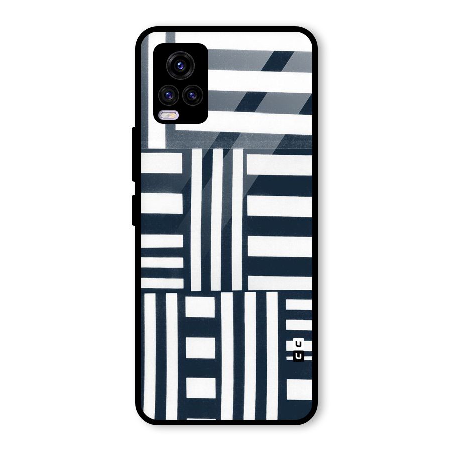 Square  Stripes Glass Back Case for Vivo V20 2021