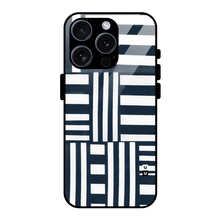 Square  Stripes Glass Back Case for iPhone 15 Pro