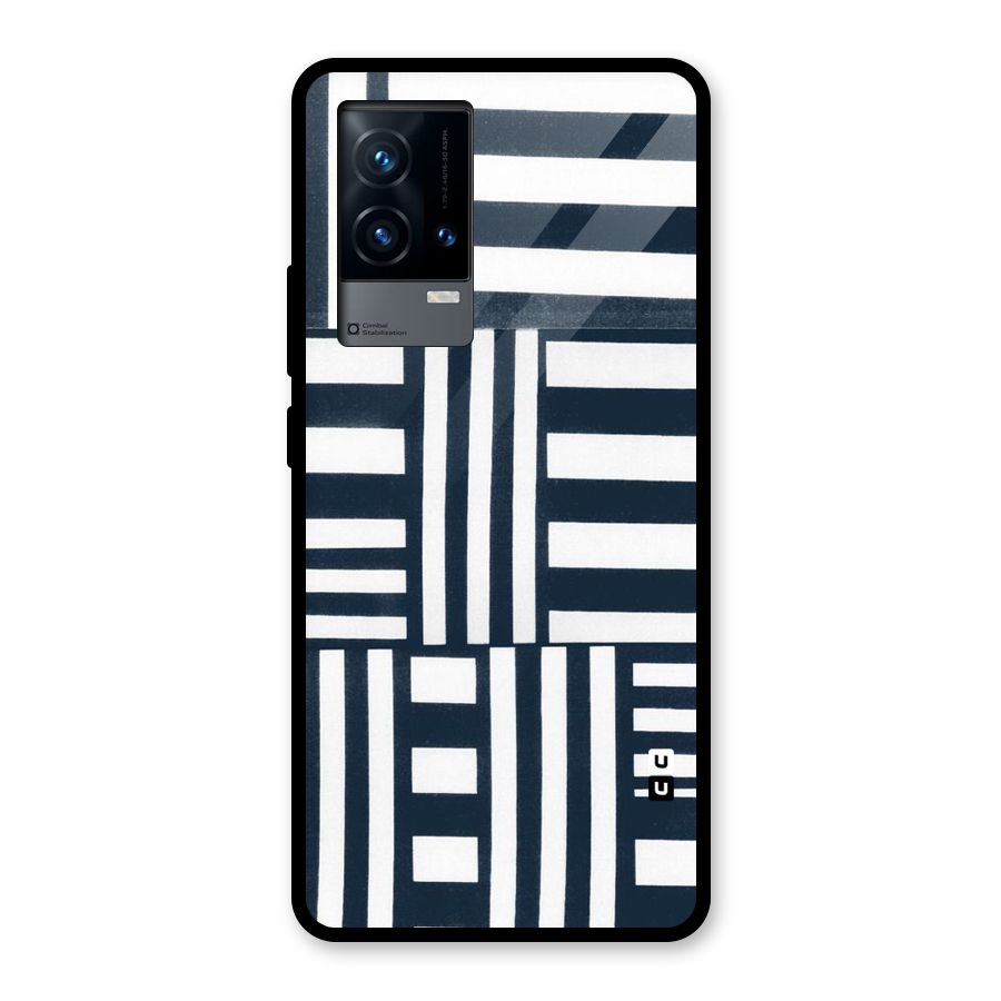 Square  Stripes Glass Back Case for iQOO 9 5G