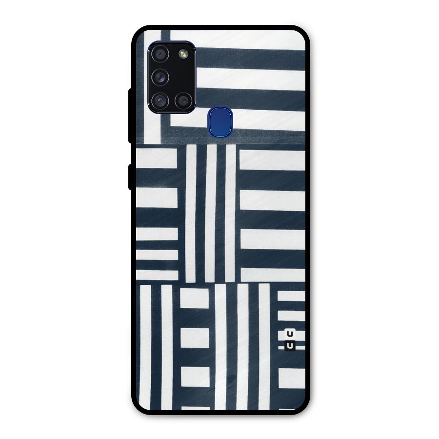 Square  Stripes Metal Back Case for Galaxy A21s