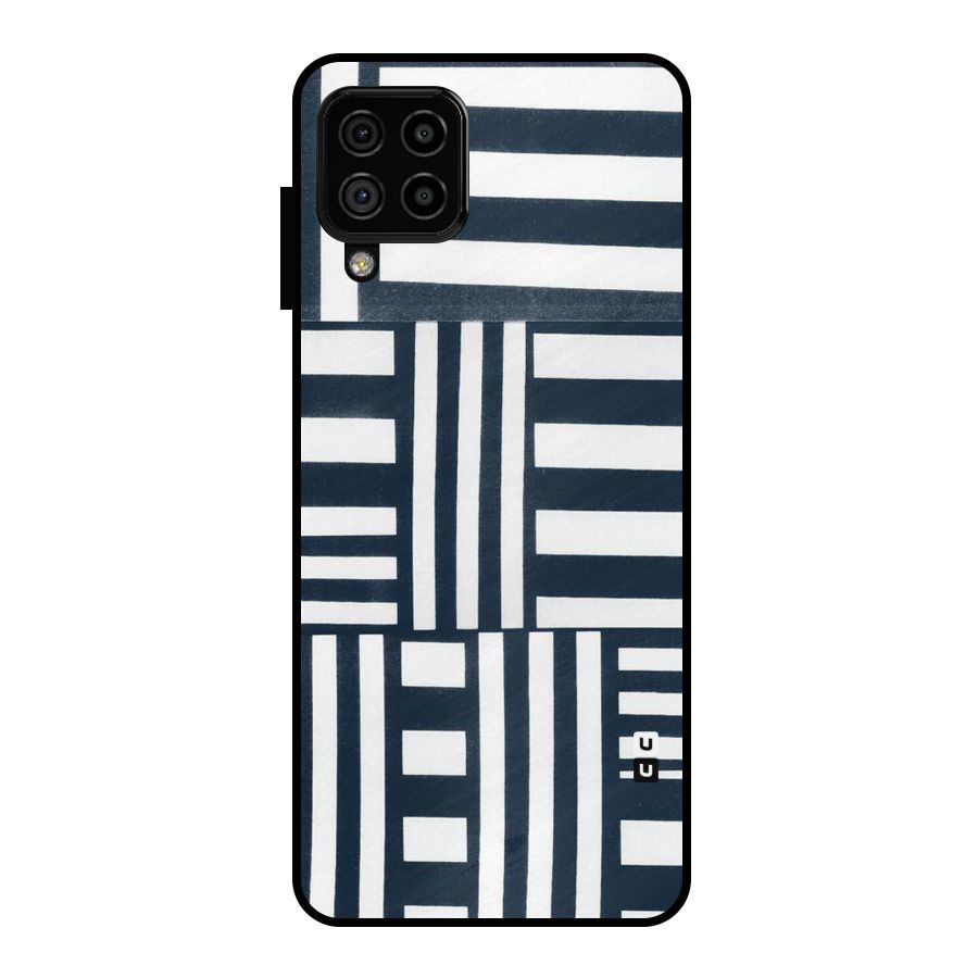 Square  Stripes Metal Back Case for Galaxy A22 4G