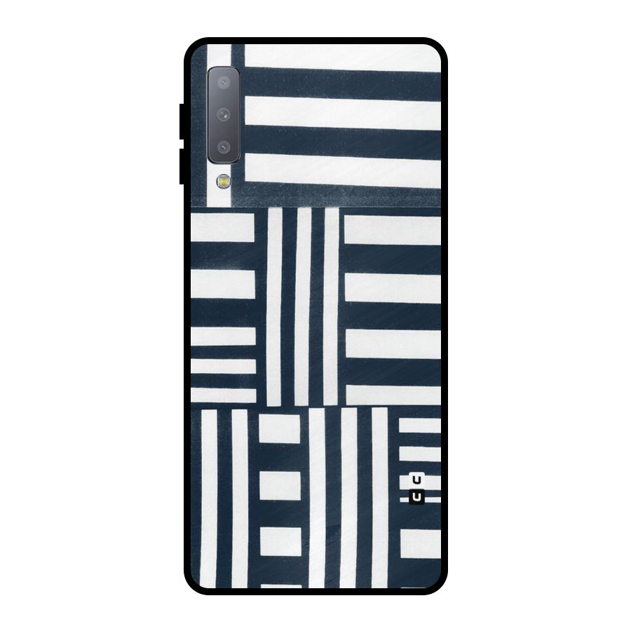 Square  Stripes Metal Back Case for Galaxy A7 (2018)
