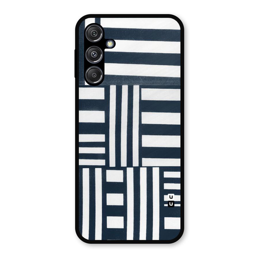 Square  Stripes Metal Back Case for Galaxy M34 5G